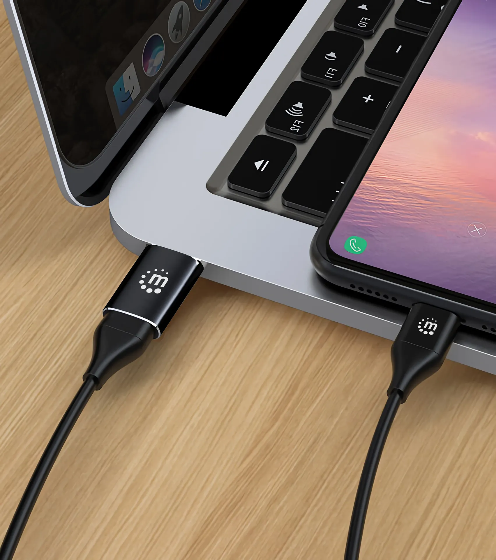 Manhattan 153980 Kabeladapter USB A USB C Schwarz – Bild 4