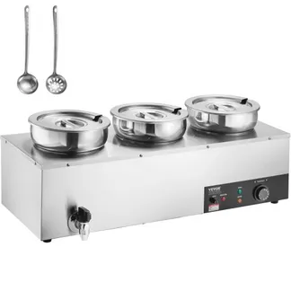 VEVOR elektrischer Suppenwärmer Speisenwärmer 3 x 7,4 Qt, kommerzieller Speisenwärmer 1200 W, einstellbare Temperatur von 30–85 °C, mit Trockenbrandschutz und Reset-Taste, für Restaurant, Buffet VEVOR elektrischer Suppenwärmer Speisenwärmer 3 x 7,4 Qt, kommerzieller Speisenwärmer 1200 W, einstellbare Temperatur von 30–85 °C, mit Trockenbrandschutz und Reset-Taste, für Restaurant, Buffet