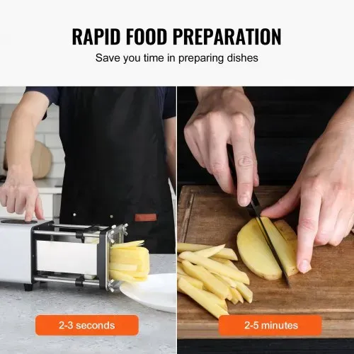 VEVOR Elektrischer Pommes Frites Schneider Kartoffelschneider mit 1/2-Zoll- und 3/8-Zoll-Klingen Edelstahl, Kartoffelschneider und Zerkleinerer mit Anti-Rutsch-Füßen, für Kartoffeln Gemüse Silber – Bild 3