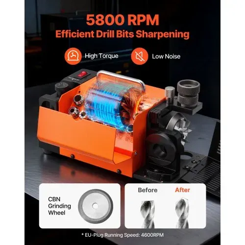 VEVOR Bohrerschleifgerät MR-13A, 3-15 mm, mit 95°-135° einstellbarem Spitzenwinkel, 4600 U/min Hochgeschwindigkeits-Nachschärfmaschine mit 13 Spannzangen & CBN-Schleifscheibe für Werkstätten & Garagen VEVOR Bohrerschleifgerät MR-13A, 3-15 mm, mit 95°-135° einstellbarem Spitzenwinkel, 4600 U/min Hochgeschwindigkeits-Nachschärfmaschine mit 13 Spannzangen & CBN-Schleifscheibe für Werkstätten & Garagen