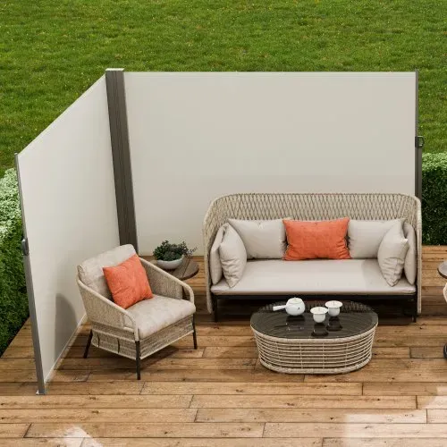 VEVOR Seitenmarkise 200 x 600 cm Seitenwandmarkise aus 180 g/m² Polyestergewebe mit PU-Beschichtung Markise einziehbarer Griff mit Federmechanismus Sichtschutz Blickschutz für Balkone Innenhöfe Beige – Bild 7