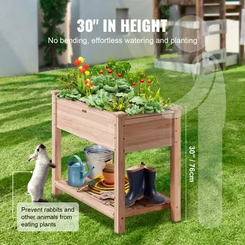 VEVOR Hochbeet Holz Pflanzkübel mit Ablage Blumenkasten 75kg Tragfähigkeit Garten Pflanzkasten Terrassen Gemüsebeet Gartenbeet Pflanzbeet 86x46x76cm ideal für den Anbau von Gemüse Obst Kräutern – Bild 5