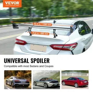 VEVOR GT Wing Autospoiler, 53,1 Zoll Universalspoiler mit Doppeldeck, verstellbares leichtes Aluminium, Auto Heckspoilerflügel, Racing Spoiler BGW/JDM Drift Schwarz VEVOR GT Wing Autospoiler, 53,1 Zoll Universalspoiler mit Doppeldeck, verstellbares leichtes Aluminium, Auto Heckspoilerflügel, Racing Spoiler BGW/JDM Drift Schwarz