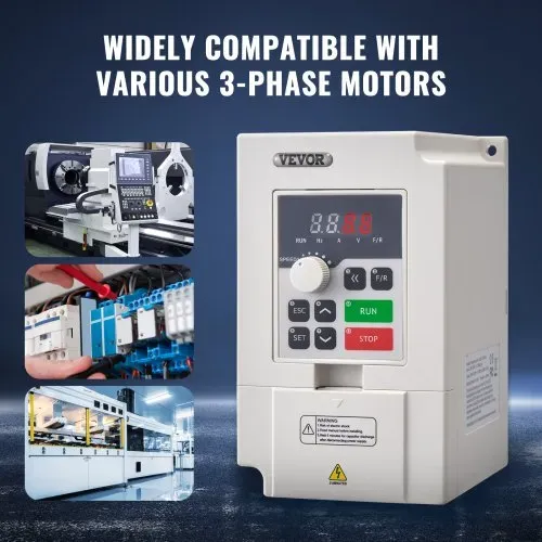 VEVOR Frequenzumrichter VFD 3 PS, 2,2 kW, 5 A, 3-Phasen-Wechselstrom, 380 V Eingang auf 3-Phasen-Wechselstrom, 0 – 380 V Ausgang, Frequenzumwandler, 50/60 Hz Eingang, 0 – 2000 Hz Ausgang – Bild 5