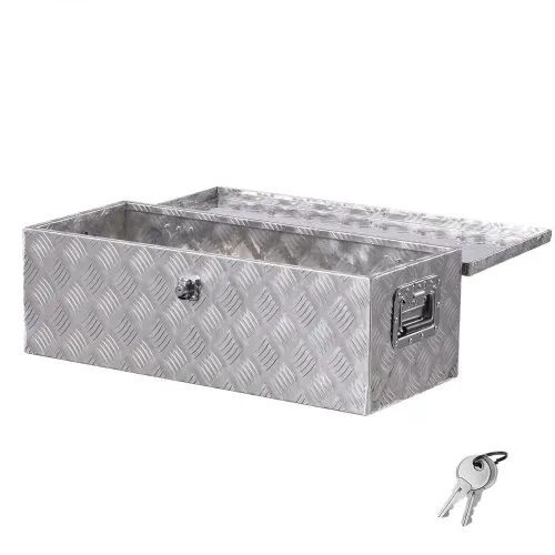 VEVOR Werkzeugkasten aus Aluminium für die Ladefläche mit seitlichem Griff und Schlossschlüsseln, Aufbewahrungs-Werkzeugkiste für Anhänger Pickups Wohnmobil (762 x 330,2 x 243,84 mm) Silber VEVOR Werkzeugkasten aus Aluminium für die Ladefläche mit seitlichem Griff und Schlossschlüsseln, Aufbewahrungs-Werkzeugkiste für Anhänger Pickups Wohnmobil (762 x 330,2 x 243,84 mm) Silber