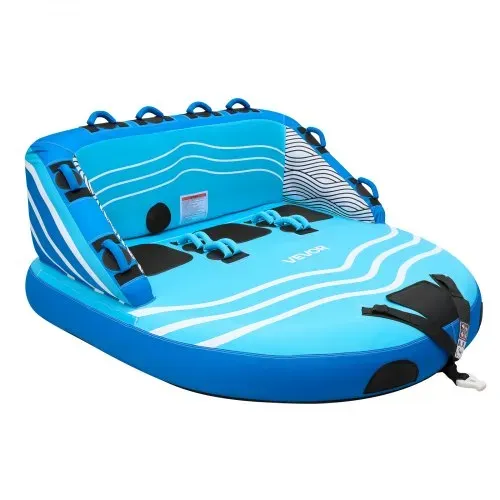 VEVOR Towable Tube für Boote, Wassersport-Schleppreifen für 3 Personen, bis 231 kg Tragfähigkeit, mit 2 Zugpunkten, Nylonhülle, Gepolsterten Griffen und Sicherheitsventil, für Seen, Flüsse, Blau – Bild 9