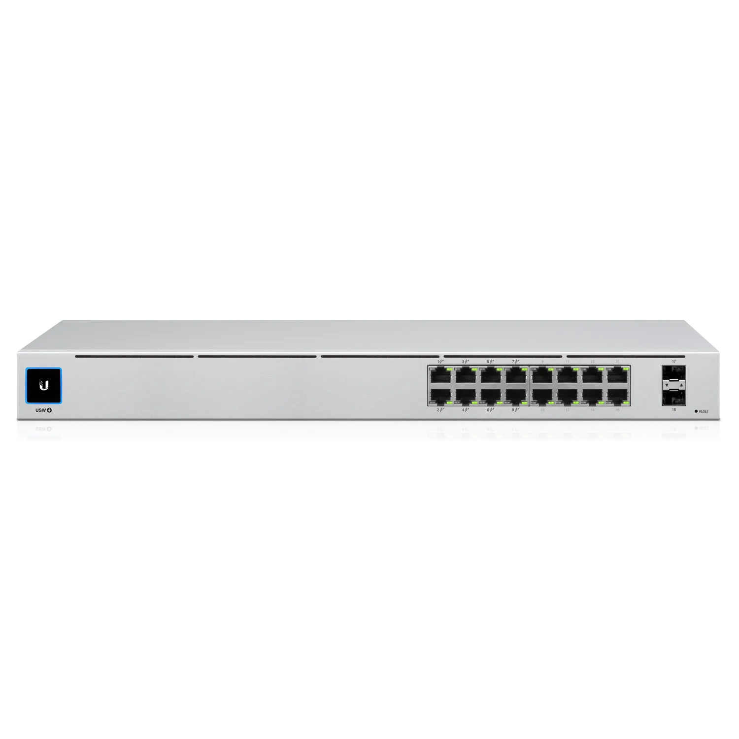 Ubiquiti Switch smart managed Layer2 18 Port • 16x GbE • PoE Budget 42W • 8x PoE at • 2x SFP • 19" • Lüfterlos • UniFi • USW-16-POE – Bild 3