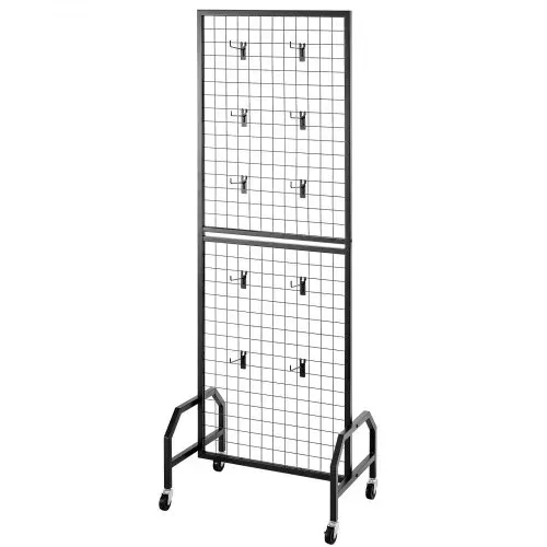 VEVOR Gitterwandpaneele Gitterwand 60 x 164 cm 1 Stk. rollbarer Präsentationsständer mit 10 Haken, Präsentationsregale aus Karbonstahl, Kunstausstellungsregal für Dekoration Lagerung Schwarz – Bild 9