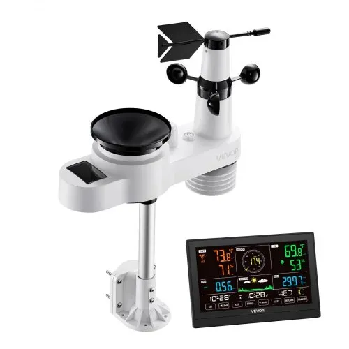 VEVOR 5-in-1-Wetterstation, 7,5-Zoll-Display, solarbetriebener Außensensor, Regenmesser, für Wettervorhersage, Temperatur, Luftfeuchtigkeitsmesser, Windgeschwindigkeit & -richtung (kein WLAN) – Bild 9