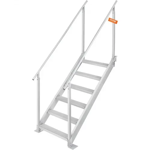 VEVOR 6-stufige Badeleiter mit zwei Handläufen Bootsleiter 800x1850x2092mm Poolleiter aus Aluminiumlegierung Treppenleiter 250kg Tragfähigkeit 10cm Pedale Ideal für Häfen Boot Schwimmbäder – Bild 9
