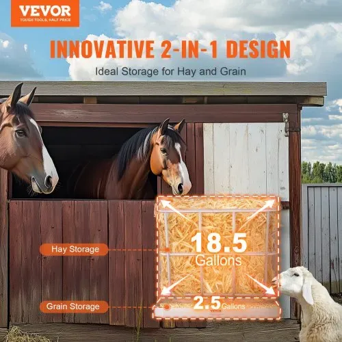 VEVOR Heuraufe Vieh, 610 x 297 x 584 mm, 2-in-1-Futterautomat für Heu & Getreide, Wandraufe mit Futterschale, Futtertrog für Ziegen, stabile Futterraufe aus Stahl für Schafe & Pferde, Futterspender VEVOR Heuraufe Vieh, 610 x 297 x 584 mm, 2-in-1-Futterautomat für Heu & Getreide, Wandraufe mit Futterschale, Futtertrog für Ziegen, stabile Futterraufe aus Stahl für Schafe & Pferde, Futterspender