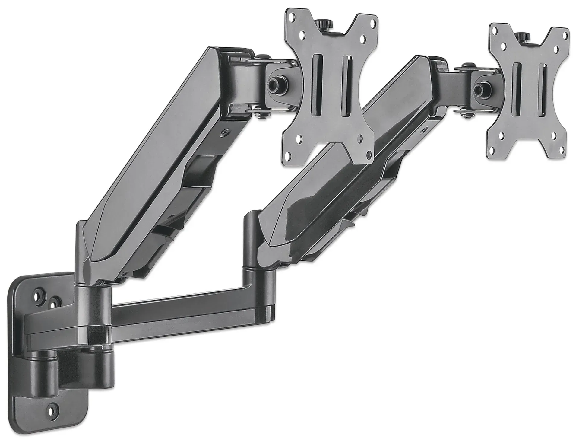 Manhattan Universal-Wandhalterung mit Gasdruckfeder für zwei Monitore, Zwei Halterungsarme mit Gasdruckfeder, Kugelgelenk und Verlängerungsarm, geeignet für zwei Monitore von 17" bis 32"* und bis zu 8 kg pro Arm – Bild 5