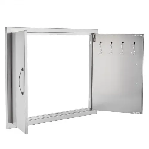 VEVOR Grill-Zugangstür, 787 x 609 mm, Doppelte Außenküchentür, Flächenbündig Montierte Edelstahltür, Doppelwandige vertikale Tür mit Griffen und Haken, für Grillinsel, Grillstation, Außenschrank – Bild 10