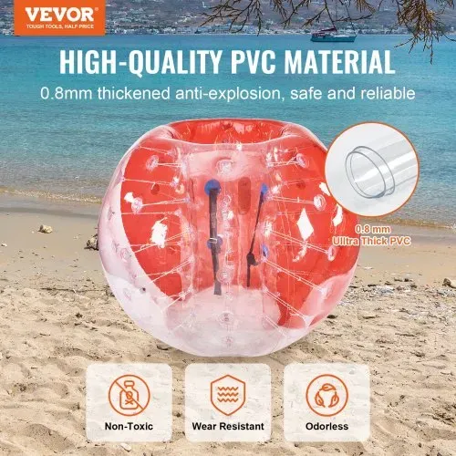 VEVOR Aufblasbarer Bump Ball Bumper Stoßball 1 Stk. 1,5 m x 1,2 m, Menschlicher Kollisionsball, PVC-Körperblasen-Bounce-Ball für Outdoor-Aktivitäten, Transparent + Rot Aufblasbar Bumper Ball VEVOR Aufblasbarer Bump Ball Bumper Stoßball 1 Stk. 1,5 m x 1,2 m, Menschlicher Kollisionsball, PVC-Körperblasen-Bounce-Ball für Outdoor-Aktivitäten, Transparent + Rot Aufblasbar Bumper Ball