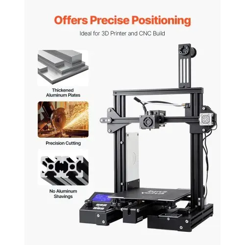 VEVOR 10er Set Aluprofil 2000 mm T-Nut 2020 Aluminium Profil, eloxierte Linearschiene nach europäischem Standard, Nutenprofil für 3D-Drucker, CNC-Maschine DIY, Lasergravur, Schwarz – Bild 4