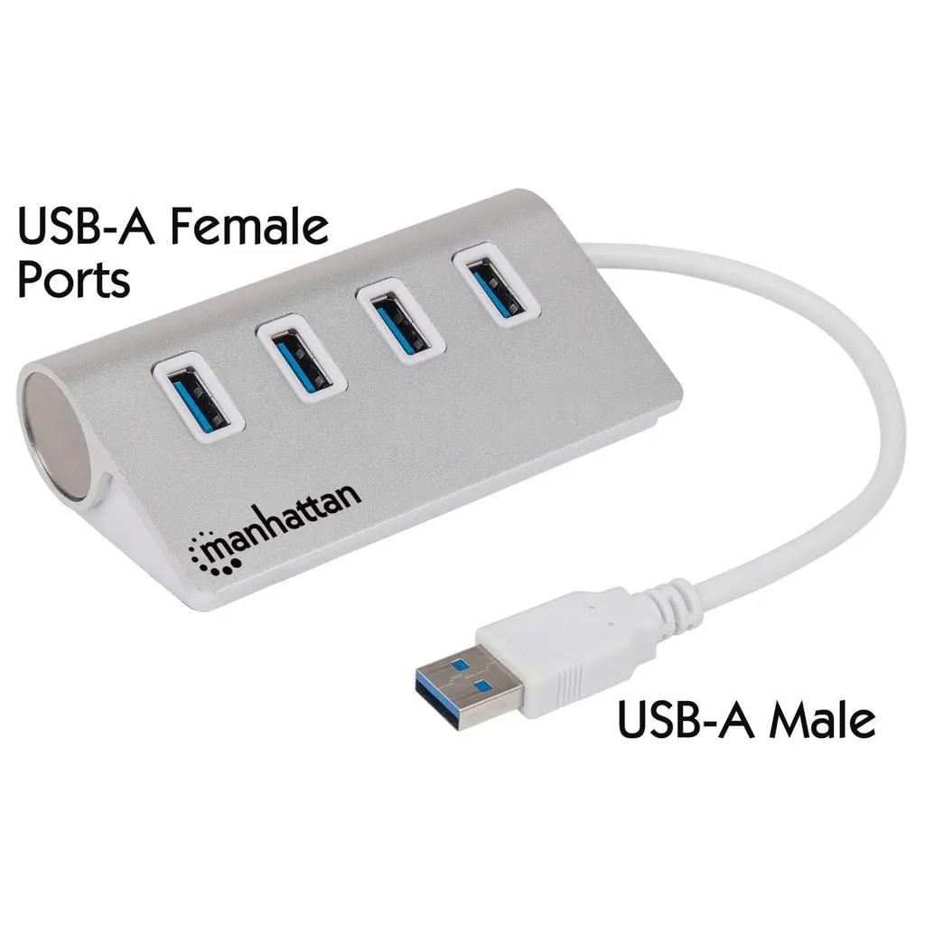 Manhattan 4-Port USB 3.0 Hub, Vier USB 3.0 Typ A-Ports, Aluminiumgehäuse, Stromversorgung über USB – Bild 2