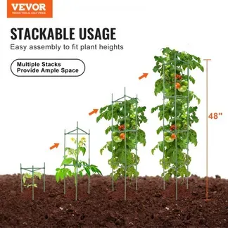 VEVOR 6er-Pack Tomatenkäfige für den Garten, 48 Zoll Tomatenspalier-Pflanzenpfahl-Unterstützung, stapelbarer hoher Pflanzenstützkäfig, für Hochbeete, Gemüse, Blumen und Kletterpflanzen VEVOR 6er-Pack Tomatenkäfige für den Garten, 48 Zoll Tomatenspalier-Pflanzenpfahl-Unterstützung, stapelbarer hoher Pflanzenstützkäfig, für Hochbeete, Gemüse, Blumen und Kletterpflanzen