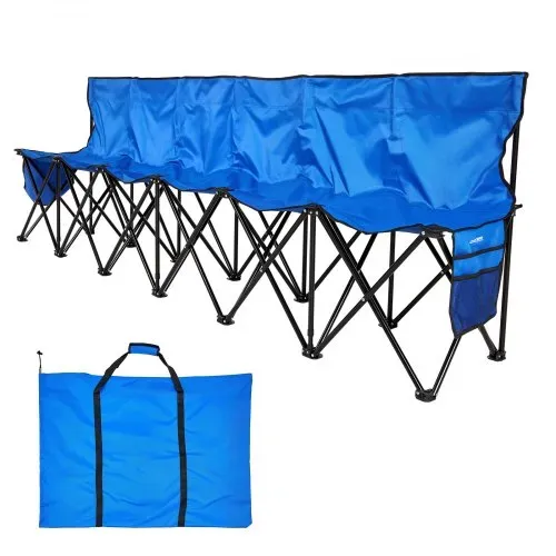 VEVOR tragbare Mannschaftsbank Sitzbank Campingbank (4 Personen) mit Seitentaschen & Tragetasche, Klappbank mit Rückenlehne, Seitenbank Seitensitzbank für Fußball Baseball Outdoor Blau – Bild 8