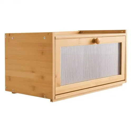 VEVOR Brotkasten für Küchentheke Brotbehälter Brotbox Brot-Organizer aus Holz für selbstgebackenes Brot, Aufbewahrungsbehälter mit gewellter Acryl-Türplatte, Brotaufbewahrung Natur – Bild 10