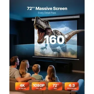 VEVOR manuelle Projektionsleinwand Beamer Leinwand, 72 Zoll 4:3 4K 1080 HD, einziehbare Projektionsleinwand, wandmontierte Filmprojektion mit Zugseil, tragbare Rolloleinwand Heimkino VEVOR manuelle Projektionsleinwand Beamer Leinwand, 72 Zoll 4:3 4K 1080 HD, einziehbare Projektionsleinwand, wandmontierte Filmprojektion mit Zugseil, tragbare Rolloleinwand Heimkino