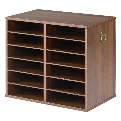 VEVOR Dokumentenablage Holz Schreibtisch Organizer mit 12 Fächern Braun, Ablagefach für Standard-A4-Dokumente Akten & Papiere, mit Verstellbaren Einlegböden für Büro, Zuhause & Klassenzimmer, MDF – Bild 8
