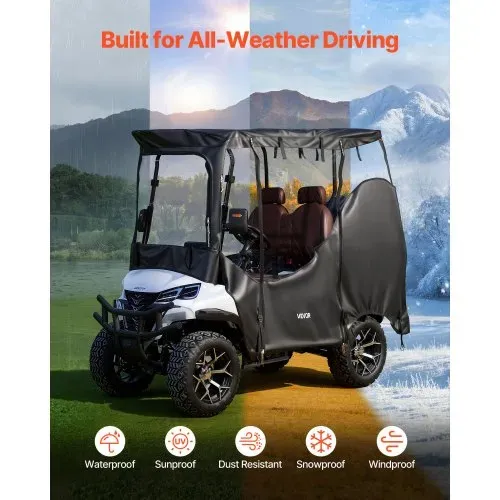 VEVOR Golfwagenabdeckung Sichtbar für 2-Sitzer-Golfwagen (die Meisten Golfcart von Club Car, Yamaha, EZGO & Honda), Regenabdeckung aus 600D-Oxford-Gewebe, mit PU-Beschichtung & Winddichtem Hakensystem – Bild 2