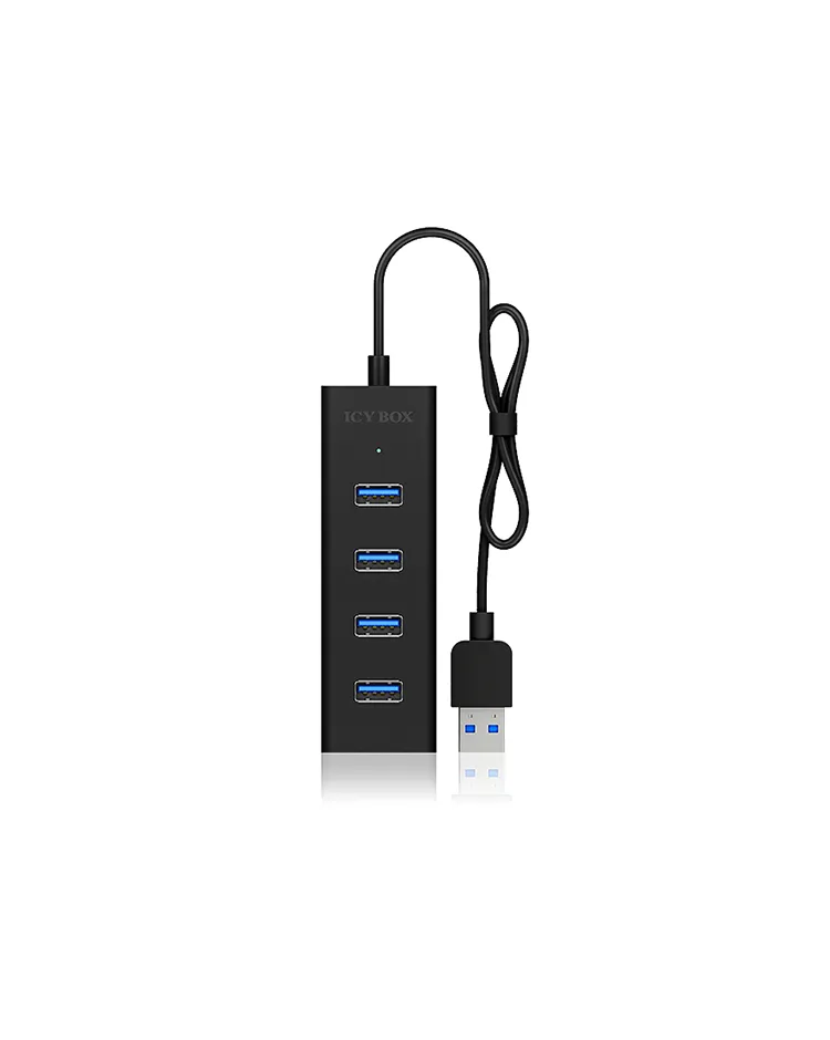 ICY BOX IB-HUB1409-U3, Type-A zu USB 3.2 Gen 1 to 4-Port Type-A Hub, Aluminium, black – Bild 4