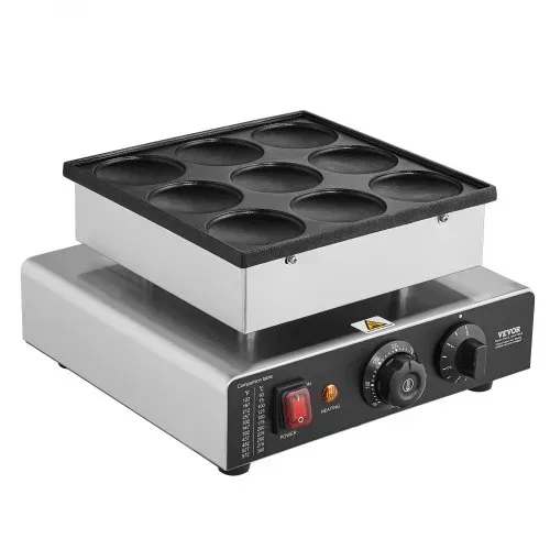 VEVOR Mini-Pfannkuchenmaker kommerzielle Dutch mini Pfannkuchen Maschine, 9 Stk., 76 mm Durchmesser, Dorayaki-Backmaschine, 850 W, Temperatur- und Zeitregelung, in Küchen, Cafés und Restaurants – Bild 9