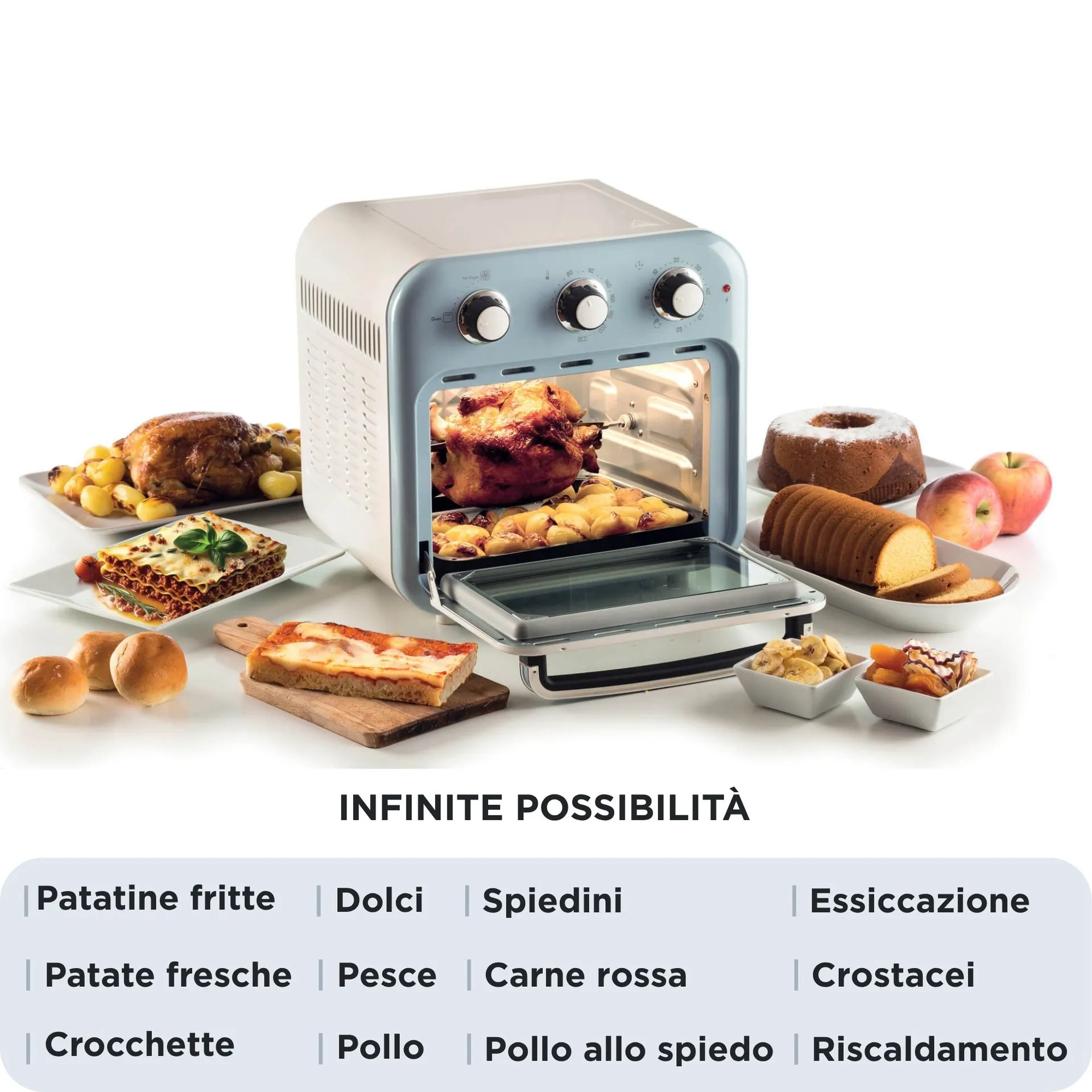 Ariete 4632/05 Einzelbild 16 l Freistehend 1400 W Heißluftfritteuse Hellblau – Bild 3