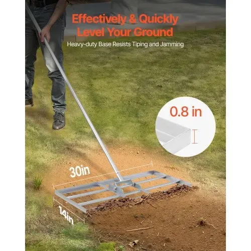 VEVOR Rasenrakel mit Stiel, 355x762mm Bodenplatte, Nivellierrechen aus Karbonstahl, Levelingrake, Rasen-Nivellierungsrechen für Rasenpflege, Rasen-Nivellierungsrechen, Hof und Golfplatz VEVOR Rasenrakel mit Stiel, 355x762mm Bodenplatte, Nivellierrechen aus Karbonstahl, Levelingrake, Rasen-Nivellierungsrechen für Rasenpflege, Rasen-Nivellierungsrechen, Hof und Golfplatz