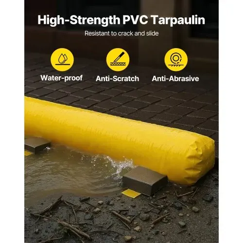 VEVOR Flutbeutel, Wiederverwendbare PVC-Wasserableitungsrohre, leicht, mit ausgezeichneter wasserdichter Wirkung, verwendet für Türen, Garagen, Gelb – Bild 2