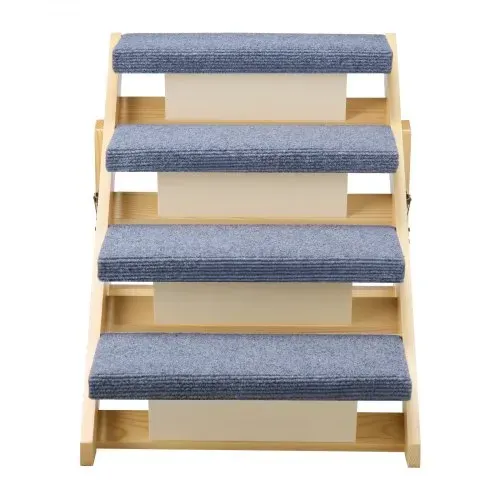VEVOR Hundetreppe 630x470x490 mm, 4-stufige Hautiertreppe, klappbare Holztreppe geeignet für kleine, mittlere, große, ältere Haustiere sowie Welpen bis 68 kg, Hundeleiter für Betten, Sofas & Autos – Bild 8