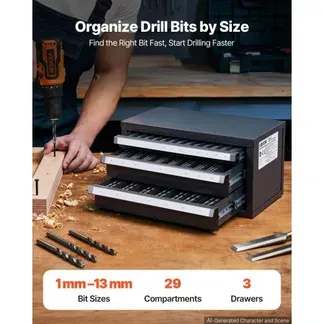 VEVOR Bohrer-Spender-Schrank, Bohrer-Organizer mit drei Schubladen für 1 mm bis 13 mm, Bohrer-Spender-Organizer aus Stahl mit Etiketten, Stapelbarer Bohrer-Spender zur Bohrer-Aufbewahrung VEVOR Bohrer-Spender-Schrank, Bohrer-Organizer mit drei Schubladen für 1 mm bis 13 mm, Bohrer-Spender-Organizer aus Stahl mit Etiketten, Stapelbarer Bohrer-Spender zur Bohrer-Aufbewahrung