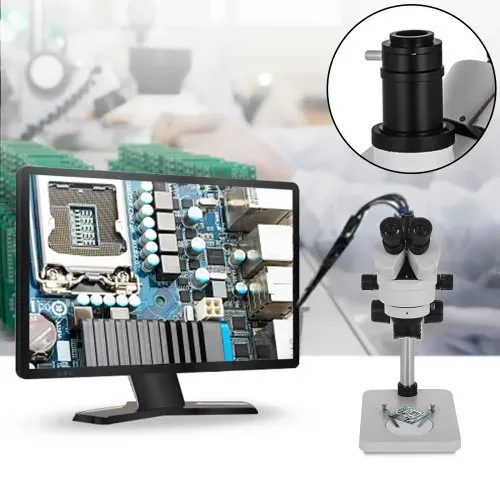 VEVOR 3.5X-90X Simul Focal digital Zoom Stereo Microscope Al-Zn-Legierung 360 Grad Drehbar Trinokulares Stereomikroskop Labor MikroskopKameraverbindung unterstützen justierbar Säulenständer Zubehör – Bild 4