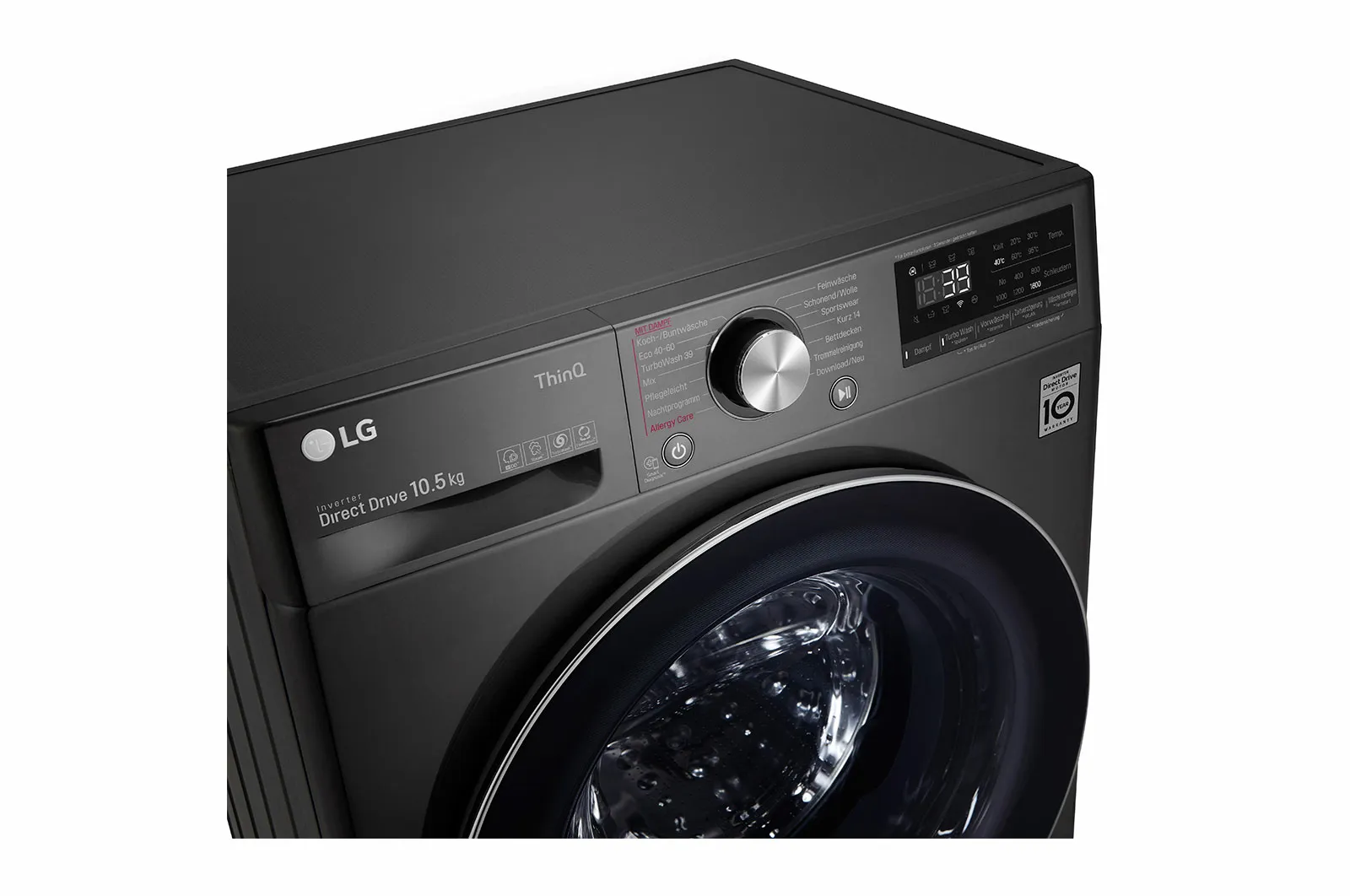 LG F6WV710P2S Waschmaschine Frontlader 10,5 kg 1560 RPM Schwarz, Edelstahl – Bild 3