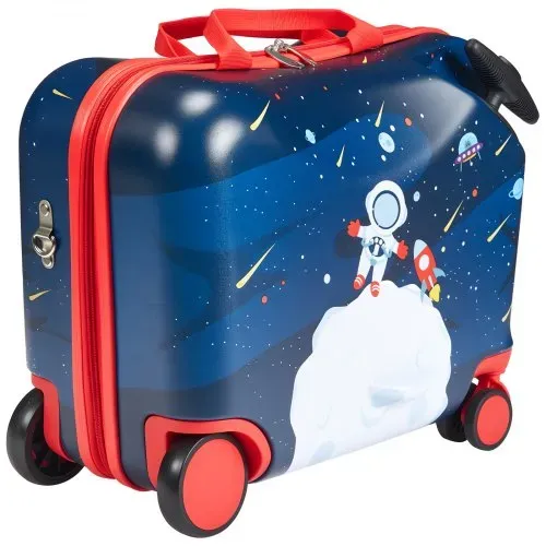 VEVOR Handgepäck Kinderkoffer, 26 L Fassungsvermögen, Hartschalenkoffer mit Rollen zum Draufsitzen, verstellbarer Schultergurt, Kinderreisetasche für Kinder ab 3 Jahren, Blau und Weiß – Bild 8