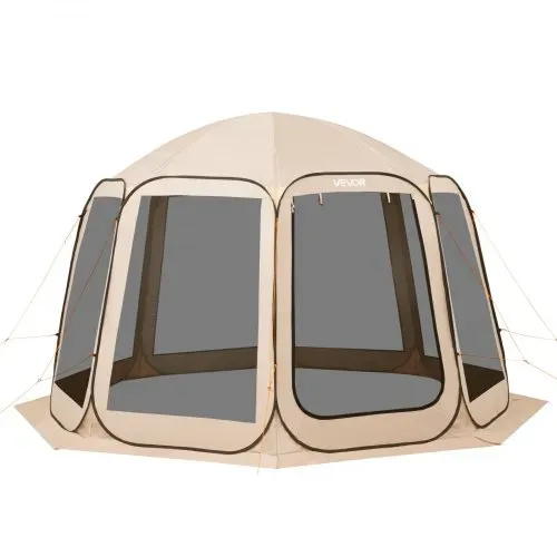 VEVOR Pop-Up-Zelt, 365,76x335,28 cm, tragbares Campingzelt für 10–12 Personen, mit Netz, Tragetasche, Seitenwänden und Heringen, für Garten, Terrasse und Outdoor-Aktivitäten, Beige – Bild 10