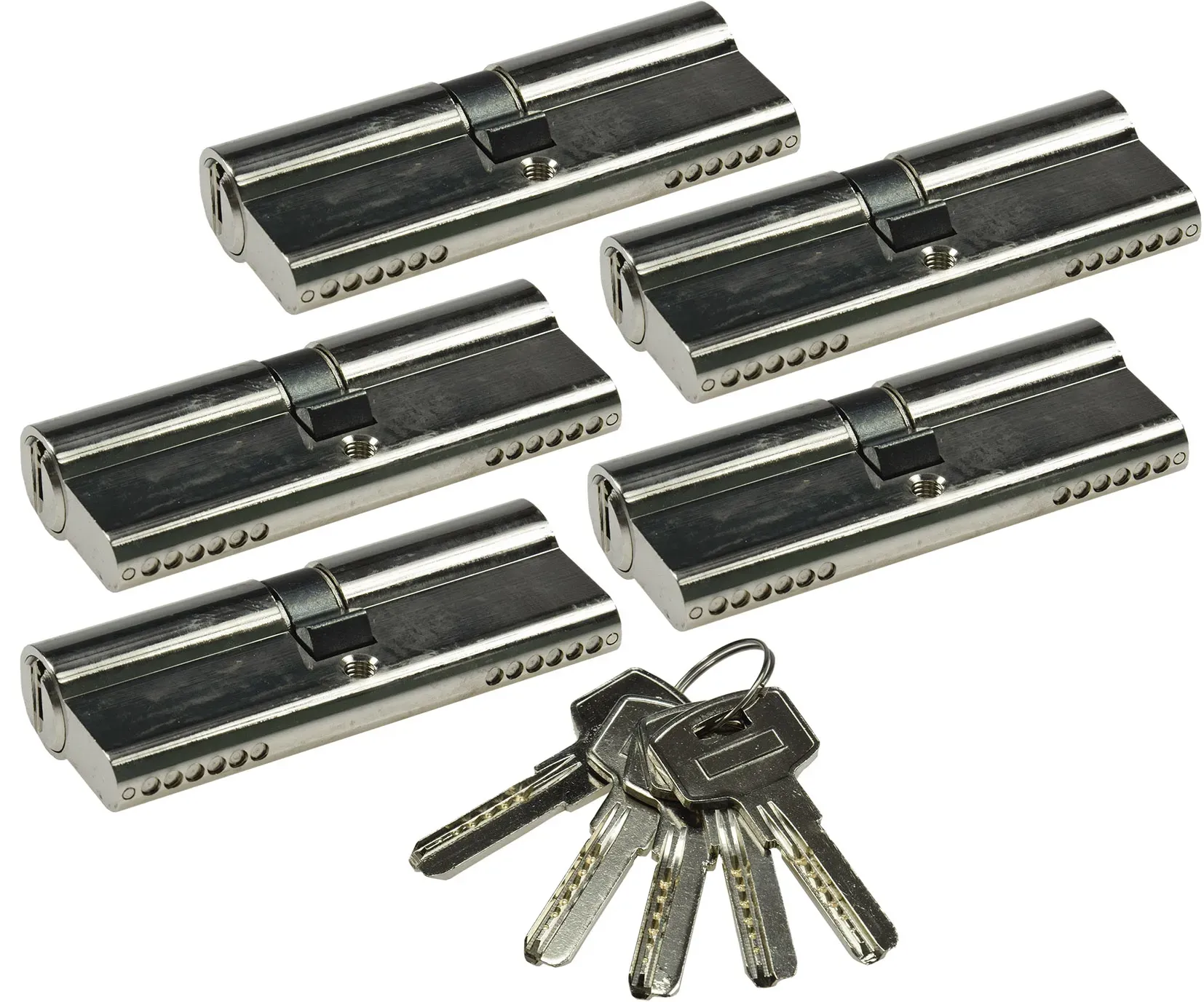 Schließzylinder-Set 5x 80mm (40+40mm) Profil-Zylinder, 5 Sicherheits-Schlüssel Schließzylinder-Set 5x 80mm (40+40mm) Profil-Zylinder, 5 Sicherheits-Schlüssel