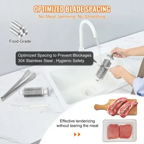 VEVOR Elektrischer Fleischklopfer Fleischzartmacher 450 W mit 54 Edelstahlklingen, Professionelles Fleischklopferwerkzeug 415x170x420 mm Atomatischer Schweinefleisch-Rindersteakklopfer Küchenhelfer – Bild 2