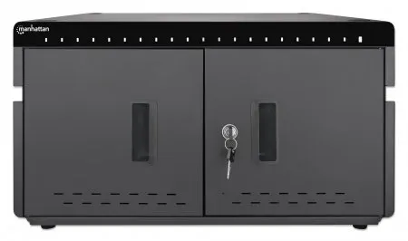 Manhattan 20-Port Ladeschrank 360 W, 20 USB-C PD-Ports, geräumige Fächer für Handys und Tablets, 360 W gesamt, bis zu 3 A/18 W pro Port, abschließbare Doppeltür, Überspannungsschutz, leiser Lüfter, Metallgehäuse, schwarz – Bild 3