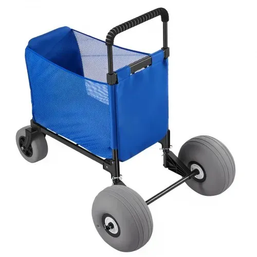 VEVOR Bollerwagen mit Ballonreifen (12 Zoll), Faltbarer Strandwagen mit 4-stufig Einstellbarem Schaumstoffgriff und Pumpe, Handwagen (75 kg Belastbar), Strandkarre Ideal für Camping, Angeln und Garten – Bild 9
