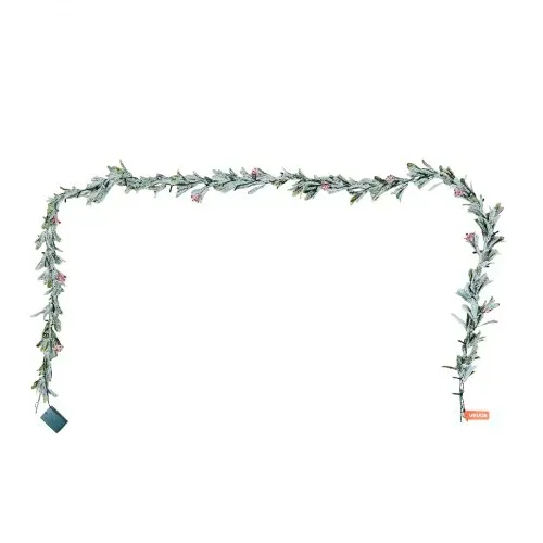 VEVOR Weihnachtsgirlande, 2,7 m, realistisches Grün, Tannengirlande, dekoriert mit Weinreben, Olivenblättern & Beeren, immergrüne Kunstgirlanden mit Lichterkette für Weihnachtsdeko für Kaminsims – Bild 10