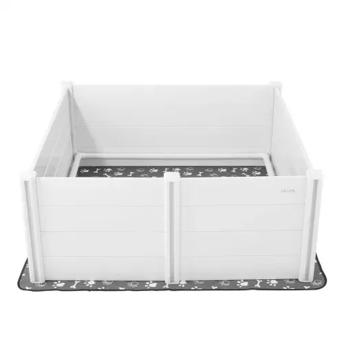 VEVOR Wurfkiste für Hunde, 1520x1520x610 mm, Welpenlaufstall aus Kunststoff-PVC mit höhenverstellbarer Tür & waschbarer Pipi-Unterlage, Welpenkiste für extra große Hunde, milchweiß – Bild 9