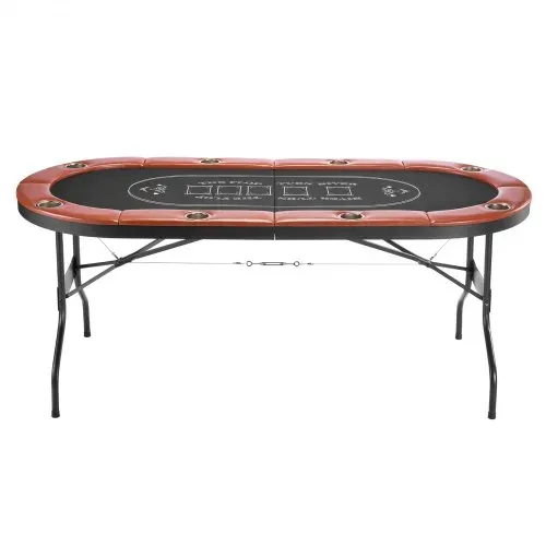 VEVOR klappbarer Pokertisch für 8 Spieler (183 cm) Kasino-Freizeittisch mit gepolsterten Schienen & Getränkehaltern, ovale tragbare Spieltische mit Filz- und Metallbeinen, Texas Hold’em Poker – Bild 9