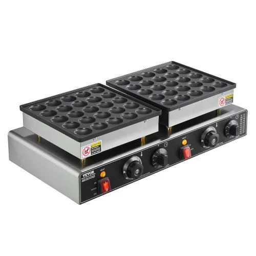 VEVOR 50-tlg. Mini-Pfannkuchen-Maker, Dorayaki-Bäcker aus antihaftbeschichtetem Edelstahl, 1800 W kommerzielle elektrische Poffertjes-Grillpfanne, duale Temperatur- und Zeitregelung, für Restaurant – Bild 9