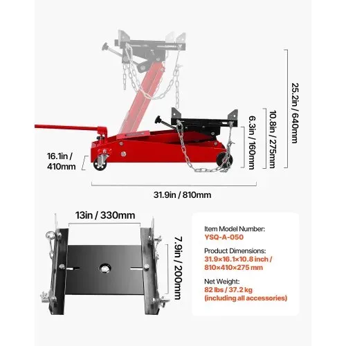 VEVOR Wagenheber mit niedrigem Profil 450 kg, hydraulischer Rangierwagenheber mit 16–64 cm Hubhöhe & flexiblen 360°-Schwenkrädern, Hochleistungs-Hebebühne für Garage / Werkstatt Rot – Bild 6
