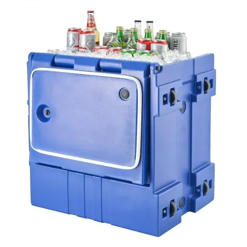 VEVOR Isolierter Speisenbehälterträger Warmhaltebox für Gastronomie 90 L, Speisenbehälter mit Doppelschnallen & Griffen, Speisenbehälterträger Lebensmitteltransportbox für Restaurant Kantine blau – Bild 9