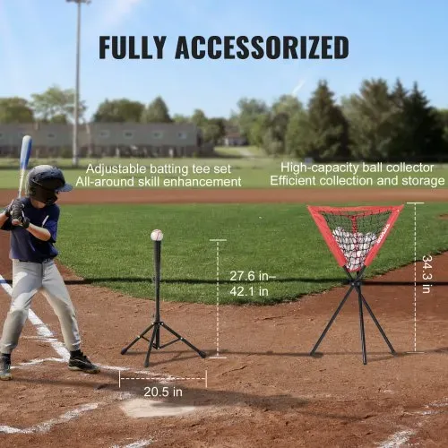 VEVOR 244 x 106 x 211 cm Baseball-Softball-Übungsnetz, Tragbares Baseball-Trainingsnetz zum Schlagen, Fangen, Pitchen, Backstop-Ausrüstung mit Bogenrahmen, Tragetasche, Schlagzone, Bällen, Ballsammler – Bild 4