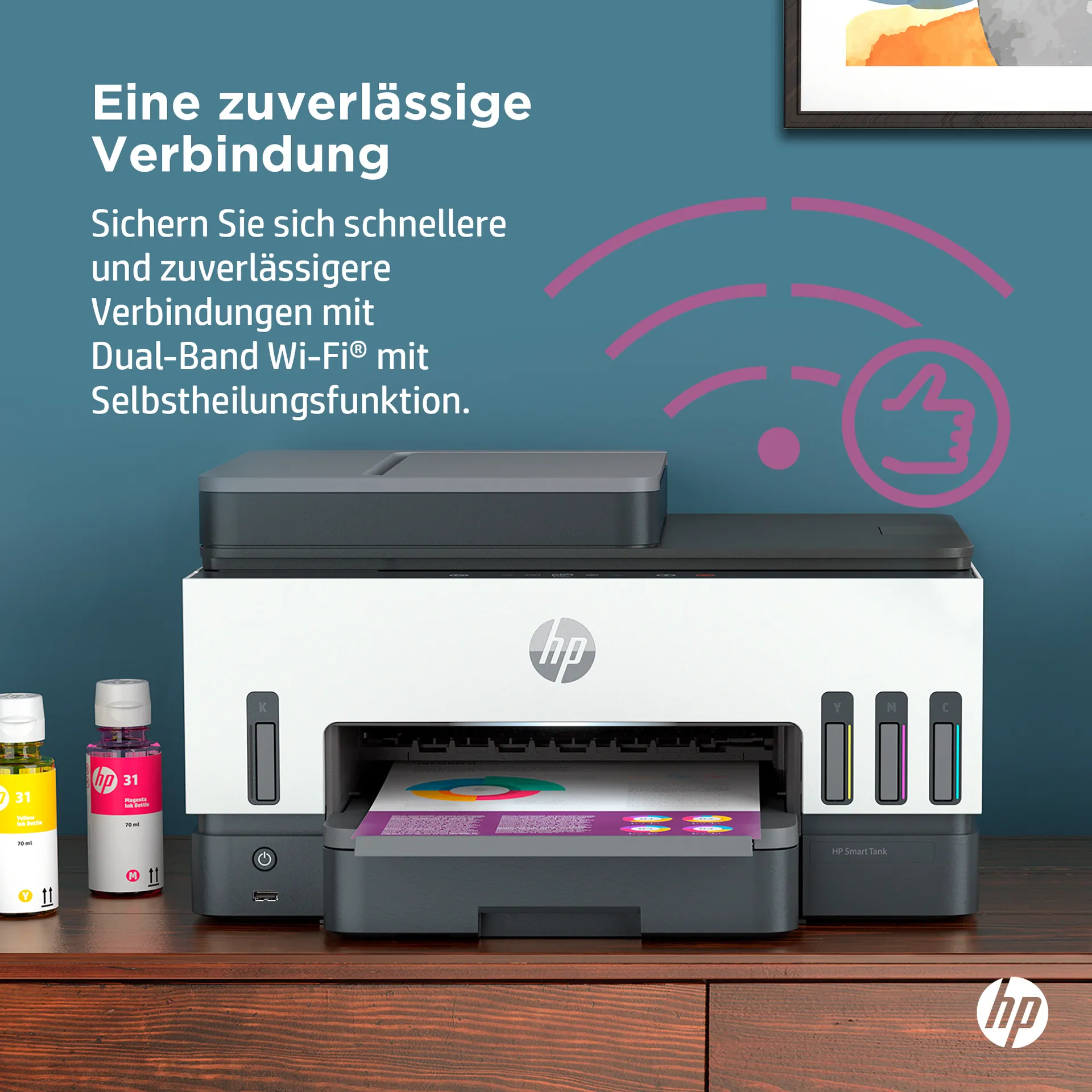HP Smart Tank 7605 Wireless All-in-One Farbe Drucker, Beidseitiger Druck; Kopierer, Scanner – Bild 7