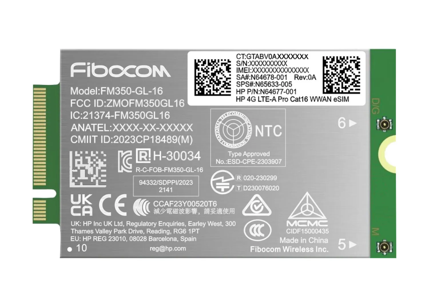HP 4G LTE-A Pro Cat16 WWAN Schnittstellenkarte/Adapter HP 4G LTE-A Pro Cat16 WWAN Schnittstellenkarte/Adapter
